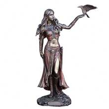 Morrigan The Celtic Goddess Of Battle With Crow & Sword Statue Antique Bronze Finish Statue Resin Sculpture Art Garden Ornament Home Decor - 銅色 - 查看 5