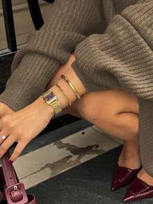 Áo len nữ dáng rộng cổ tròn, kiểu dáng tối giản, màu trơn, phong cách retro, hoàn hảo cho năm mới, Giáng sinh và Ngày Valentine. - màu nâu - Xem 9