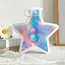 1pc Cute Star Shaped Piggy Bank, Creative "Jellyfish In A Bottle" Piggy Bank, Unique "Flowers And Girl" Piggy Bank, New Year Gift For Family, Friends, Roommates, Classmates, Desktop Decor And Storage, 1pc 3D Water Bottle Shaped Desktop Decor Piece, Acrylic Double-Sided Different Prints, Suitable For Dried Flowers And Artificial Plants, Multi-Functional Decor Piece - Multicolor - View 4