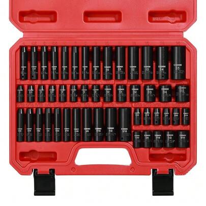 1/4 Inch Drive Master Impact Socket Set, 50Piece, 6Point, SAE/Metric, 5/32 Inch  9/16 Inch, 4mm  15mm, Standar...