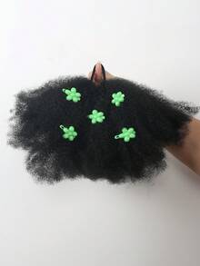 1 kẹp tóc hoa cho bé búi tóc Afro phồng mềm mại Marley Kinky cho bé gái kèm thun co giãn - màu đen - Xem 13
