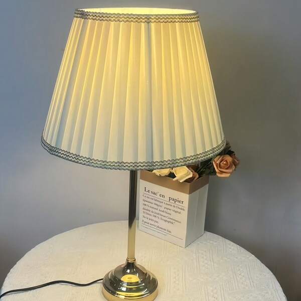 Elegant Pleated Table Lamp Shade With Wheat Stalk Lace Trim - Large Fabric Lampshade For Dining Room, Living Room, Bedroom, Study, Hallway - Cordless, Holiday Decoration, Traditional Style, Decorative Lace Lampshade | Pleated Lampshade | Decorative Lace Trim, Lampshade Decoration