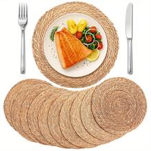 10/30-Pack 12in Natural Water Hyacinth Placemats - Handwoven Boho/Farmhouse Style For Kitchen/Wedding Table Decor (Natural Tone) | Christmas Holiday Gift - 30 chiếc màu nâu - Xem 6