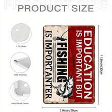 Vintage Fishing "Education Is Important But Fishing Is Importanter" Metal Sign - Rustic Wall Decor For Man Cave, Bar, Cafe, Garage, Farmhouse - Ideal Gift For Fishermen, Outdoor Decor|Rustic Wall Art|Iron Construction, Fish Decor - Nhiều màu - Xem 9