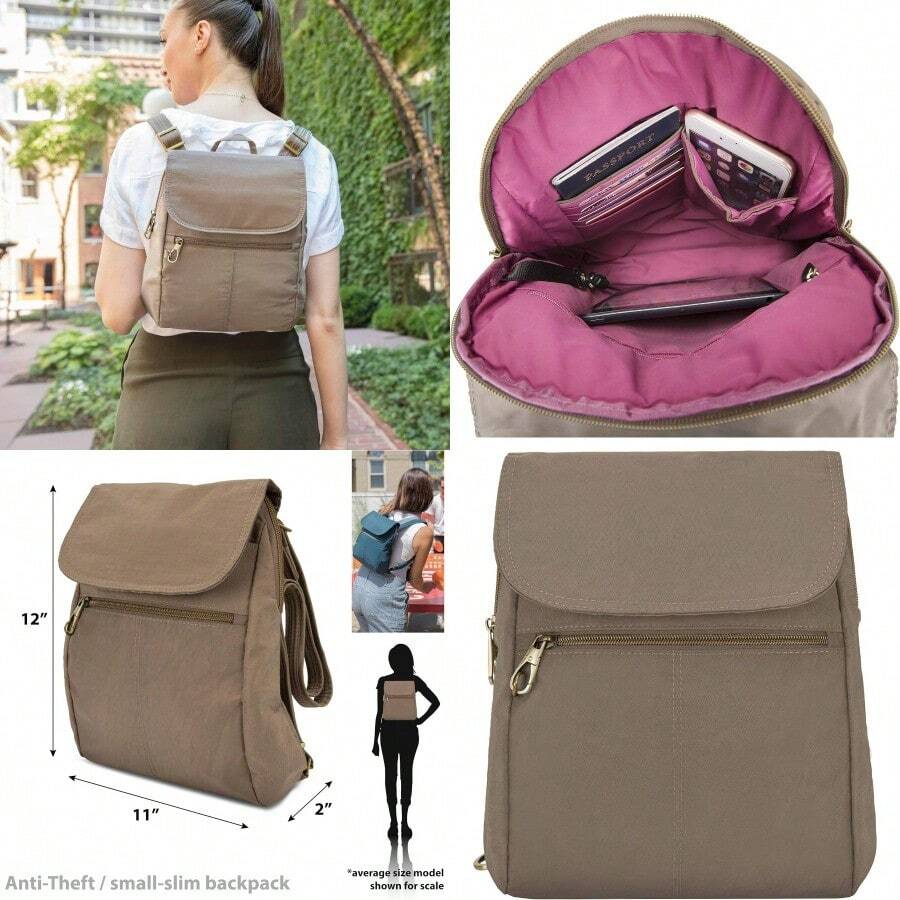 Luggage Antitheft Signature Slim Backpack Sable One Size US - Sable - View 1