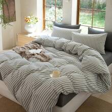 CAQQA 三件套土耳其棉梭织被套套装 | 被套和枕套，现代卧室床上用品，尺寸：135*200厘米、150*200厘米、200*200厘米、200*220厘米、220*240厘米 - 灰色 - 查看 3