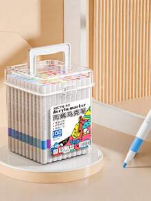 120 Colors Kids Acrylic Marker Pen Set, Bucket Painting Supplies, School Art Drawing & Office Supplies, Birthday Gift, Back To School Gift (Random Cover) - Multicolor - View 8