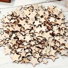 100片装不同尺寸空白木质五角星套装，DIY工艺装饰木片，DIY剪贴簿用品，绘画配件，美术工艺用品，圣诞工艺品，耐用木材，适用于房间装饰、派对礼品、成人工艺品、卧室装饰、课堂活动、自制工艺品、婚礼装饰、个性化礼品、涂鸦用品、节日装饰 - 彩色 - 查看 1