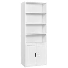 Librería, Estantería Vertical de 6 Niveles, con Puertas, Mueble Estanterias Almacenaje, 24 x 60 x 175 cm, para Salón, Estudio, Oficina, Comedor,Blanco Nube - Weiss - Übersicht 6