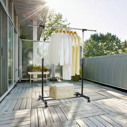 Coat Rack, Clothes Rack, Clothes Rail, Laundry Rack, Rolling Rack, Metal, Extendable Shelf, Mobile, Heavy-Duty Clothes Rack, Coat Rack On Wheels