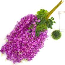 6/80pcs Artificial Wisteria Flower Garland, Silk Wisteria Flower Wreath, Wisteria Vine, Suitable For Wedding, Garden, Wall Decor - Purple - View 7