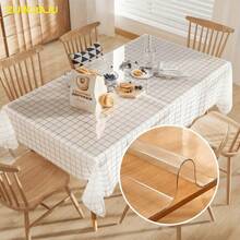 0.25mm Thick Transparent PVC Tablecloth, Scratch-Resistant Heat-Resistant Tabletop Protective Film, Suitable For Home, Hotel, Dining Table, Coffee Table, Household Use - White - View 5