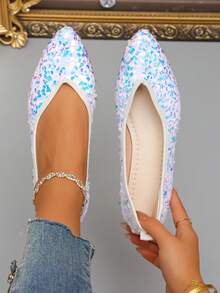 Beige-purple Sequins