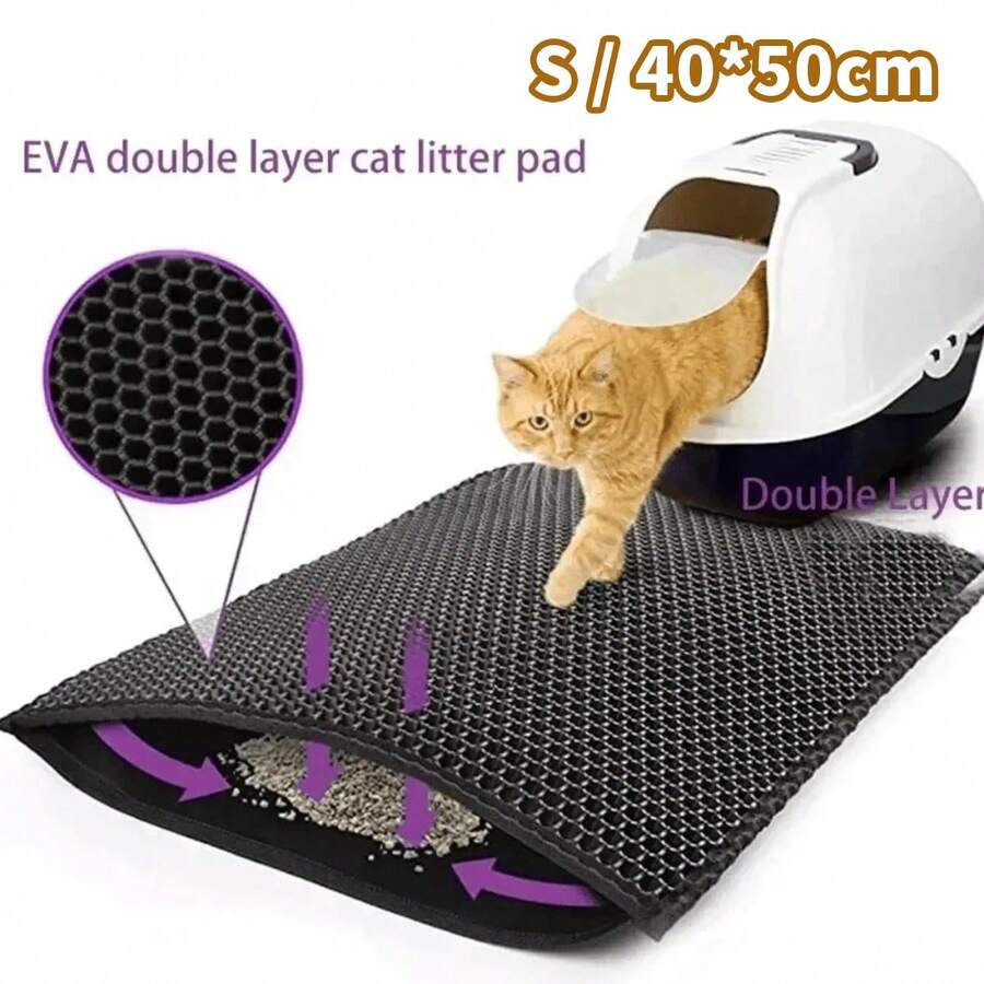 Single-Hole Cat Litter Mat, Large Honeycomb Double-Layer Cat Litter Mat, Waterproof Anti-Slip Mat, Suitable For Cat Litter Box