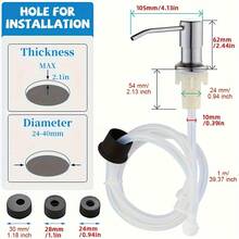 一套厨房水槽液体皂液器，带不锈钢推杆的延长管，水槽清洁剂分配器，按压式皂液瓶配件（带软管），精细水槽清洁剂泵 - 彩色 - 查看 8