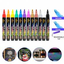 12 支/套可水洗和湿擦液体粉笔，PVC 盒装，适用于黑板、黑板标志、白板、LED 玻璃窗、车窗、荧光广告粉笔笔返校 - 彩色 - 查看 9