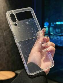 亮片透明手机壳，适用于三星 Galaxy Z Flip 7、Z Flip 6、Flip 5、Z Flip 4、3 5G，透明亮片防震保护套 - 無色 - 查看 3