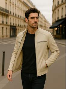 Autumn/Winter Slim Fit Leather Jacket - 查看 3