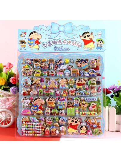 クレヨンしんちゃん箔押しダブルレイヤーステッカー:創造的で愛らしい装飾ステッカー。(スタイルによってはカラーバリエーションがあり、ランダムに送られます)