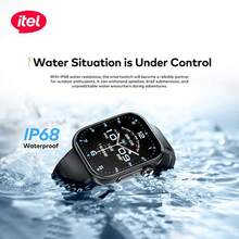 itel ISW-023 智能手表，2.02 英寸高清显示屏，防刮水晶屏幕，IP68 级防水防尘，7 天电池续航 - 黑色 - 查看 3