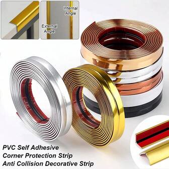 1 件 3 米 x 2 厘米自粘 PVC 装饰线条背景墙内角装饰条防撞保险杠胶带适用于家具桌边