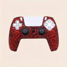 Capa protetora de silicone macio com padrão assimétrico aleatório para controle de Playstation 5, capa para gamepad com impressão por transferência de água. - Multicolorido - Ver 8