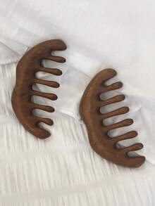 2-In-1 Massage Comb, Sandalwood Comb, 12-Tooth Wooden Comb, Multi-Function Comb, Five-Finger Comb, Wide-Tooth Comb, Health Comb, Sandalwood Massage Comb, Neck Massage, Scalp Acupressure Massage, For Hair Care - Multicolor - View 3