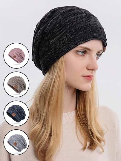 1 pieza Gorro de punto con forro térmico cálido, uso cómodo para exteriores para hombres y mujeres, otoño/invierno