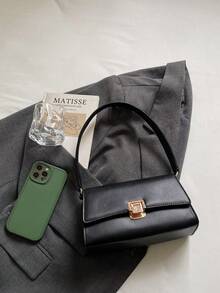 2025 New High-Quality Women Commuter Bag, One Shoulder Crossbody Bag, Casual Baguette Bag, Underarm Bag - Black - View 6