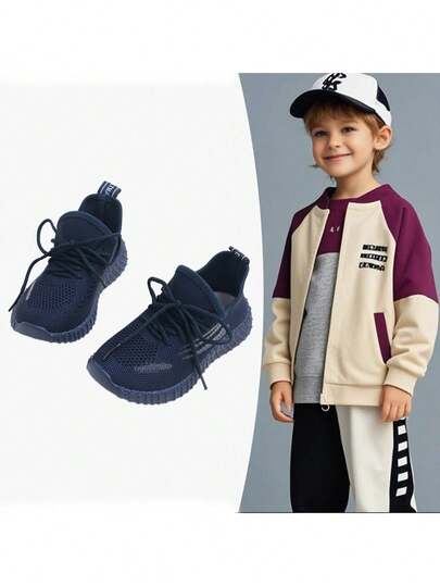 1 Pair Spring Minimalist Fashion Lace-Up Children's Sports Shoes, Comfortable & Durable, Suitable For Sports, All Seasons