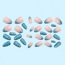 24-Piece Short Almond Press On Nails | 3D Pearl French Cat Eye Style With Aurora Iridescent Glow, Reusable Full Cover Artificial Nail Tips Easy To Apply, Equipped With Jelly Glue & Portable Nail File,  Chic Vibe For Daily Wear, Elegant Touch For Party Events, Romantic Feel For Dating & Ideal Holiday Gifts For Women Girls - Multicolor - View 8