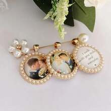 Wedding Bouquet Souvenir Photo, Wedding Bouquet Memorial Pendant, Bouquet Pendant, Bride Memento, Customized Photo Memorial Pin - Multicolor - View 4