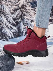 Women's Elegant Winter Snow Boots, Non-Slip Sports Shoes, Warm Lining Outdoor Winter Shoes, Suitable For Outdoor Winter - Red - View 6