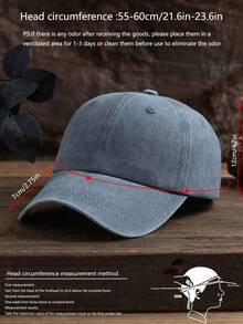 1pc Unisex Solid Color Outdoor Casual Fashionable Washed Baseball Cap With Adjustable Strap - Light Grey - View 3