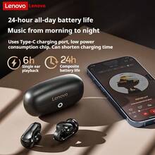 Tai nghe Bluetooth Lenovo EA400-5.4: Thiết kế kẹp tai dẫn truyền qua xương, thời lượng pin cực dài, chống nước và mồ hôi IPX5, khử tiếng ồn cuộc gọi thông minh ENC, tai nghe không dây dẫn truyền qua xương, thiết kế mở tai, thoải mái khi đeo trong thời gian dài. - đá mặt trăng màu trắng - Xem 8