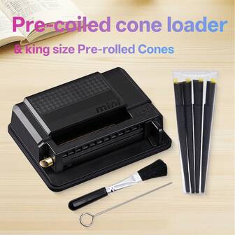 1 Set, Black Pre-Rolled Paper With Easy-To-Use Manual Cigarette Roller, 8pcs 110mm Extra Large Pre-Rolled Tubes, Smooth Black 8mm Diameter Semi-Automatic Cigarette Roller With Brush And Cleaning Needle, Slow And Even Burning, Suitable For Valentine's Day Gift, Home Use