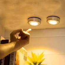 6pcs Wireless LED Wall Lights - 3 LED Round Night Lights, Powered By 3 AAA Batteries, Push Button Switch, Portable Car Lights, Compact Design, Adhesive Backing For Cabinet, Kitchen, Hallway, Bathroom, Bedside, Kitchen Lighting And Emergency Use - Silver Casing - View 12