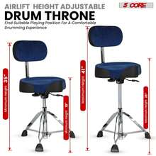 5 CORE 5Core Drum Throne W Backrest 4" Stool Airlift Adjustable - Blue - View 2