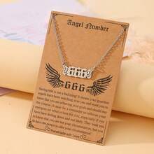 Goodwaro 1 pieza Collar de número angelical para mujer, colgante de número de acero inoxidable con alas de ángel, cadena de clavícula de bendición