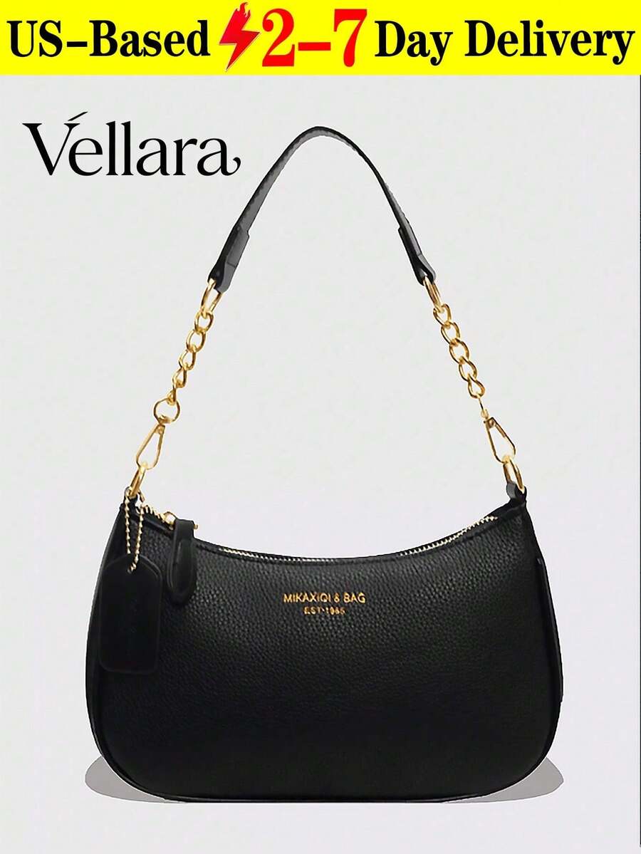 『US-Based Shipping』1pc Solid Color PU Leather Shoulder Bag For Women, Versatile Crossbody Bag For Commuting, Adjustable Shoulder Strap,Fashion Purses For Women 2025 PU Leather Shoulder Bag Crossbody Bag With Chain Chic Hobo Bag Underarm Bag Handbags For Women,Women's Zipper Small Underarm Bag Chain Leather Crossbody Bags Elegant Shoulder Handbags Purse,Purse ,Crossbody Shoulder Strap, For Autumn & Winter, Warm Winter, Outdoors,Bolsos Para Mujer,Tote Bags For Women,Bags For Women,Shoulder Bag,Carteras,Carteras Para Mujer,Bolsas,Designer Handbags,Crossbody Bags For Women,Mochilas Para Mujer,Handbags For Women - 黑色 - 查看 1