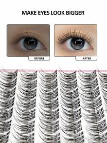 Asiteo Manga 120pcs DIY False Eyelashes, Transparent Band, Natural Makeup Effect, Individual Lashes, Cluster Lashes, Eye Makeup - C - View 4