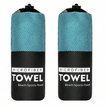2 件/1 件超强吸水超细纤维沙滩和游泳毛巾，柔软双面毛绒速干沙滩巾，纯色便携式瑜伽/健身运动毛巾，沙滩必需品，沙滩配件，泳池浮板 - 淺藍色 - 查看 18