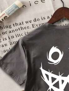 3pcs/Set Young Boys Graphic Print Short Sleeve T-Shirts - Dark Grey - View 6