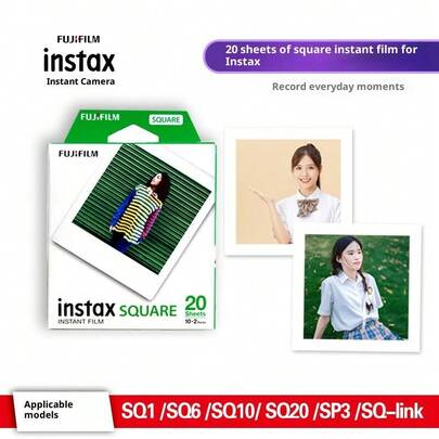  FUJIFILM Instax SQUARE Anlık Fotoğraf Makinesi, 20 Yaprak 4 İnç Kare Filmle Birlikte, Doğum Günü Hediyesi, Yurtdışı Sürümü