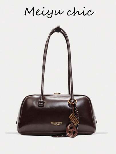 This Stylish And Minimalist Multi-Functional Shoulder Bag Is Made Of PU Fabric And Features Double Handles, Allowing It To Be Carried By Hand Or Over The Shoulder. It's Perfect For Various Occasions Such As Travel, Shopping, And Commuting.