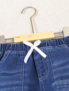 2件套幼儿男童休闲街头风可爱小熊图案黑色连帽衫和牛仔裤套装 - 彩色 - 查看 3