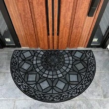 Luxury Non-Slip Semi-Circular Welcome Mat-5 Mm Thick Retro Style, High-Quality Polyester Fiber With Complex Geometric Patterns, Very Suitable For Indoor Bedroom Or Balcony Decoration, Front Door Welcome Mat.