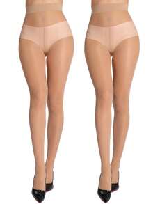 1/2/3双装 女士加大码T字裆防勾丝超薄透气连裤袜，性感时尚紧身裤，透明丝袜，塑身打底裤，适合各种场合 - 杏色 - 查看 11