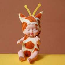 1pc Winter Wonderland Accent - Mini Sleeping Doll In Animal Robe - Multicolor - View 6