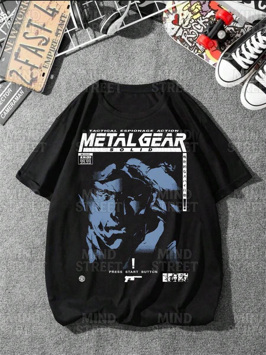 Unisex T-Shirt Video Games Game Metal Gear Solid Men Women 100% Cotton Top Premium Streetwear Launch Immediate Shipping Various Colors!! Plus Size - màu đen - Xem 1